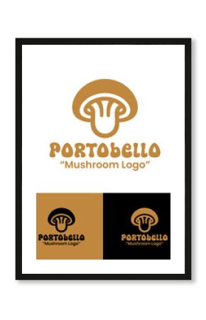 Portobello Mushroom Logo Modern Organic Food Identity