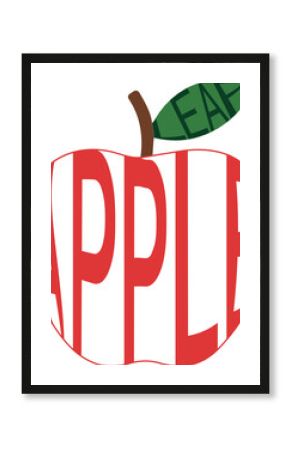 Typographic Illustration of Apple With Word Apple and Leaf