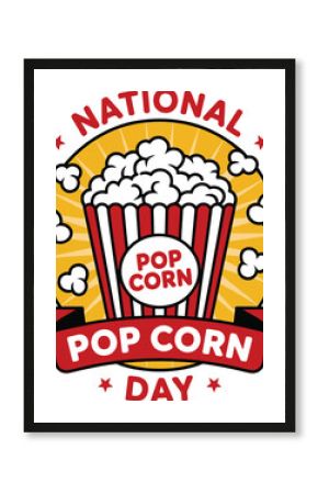 National Pop Corn Day vector graphic with popcorn bucket