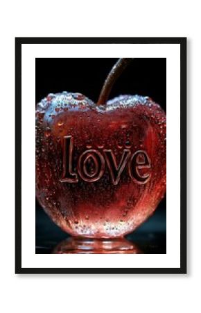 Crystal apple with love inscription