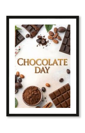 Happy chocolate day on white background for World Chocolate Day.