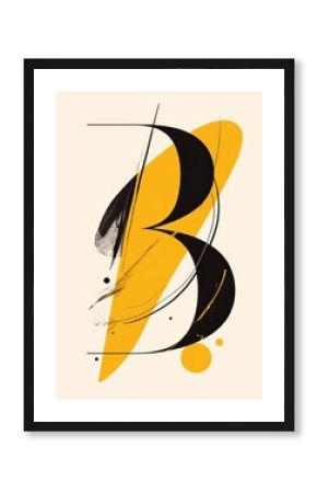 the letter "B" in yellow and black on a white background