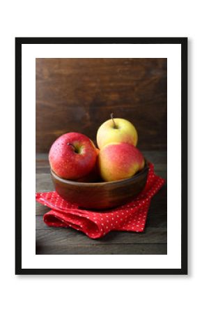 apples in a bowl on the table
