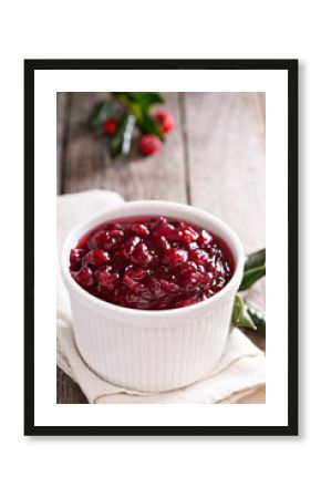 Cranberry sauce in ceramic ramekin
