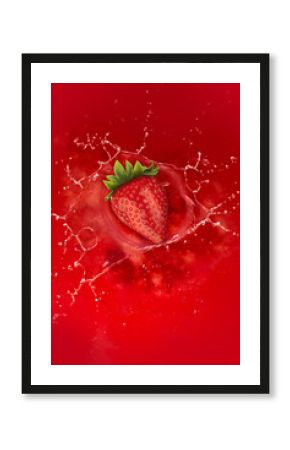strawberry splash into juice liquid red