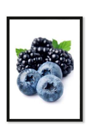Ripe blackberries and blueberries.