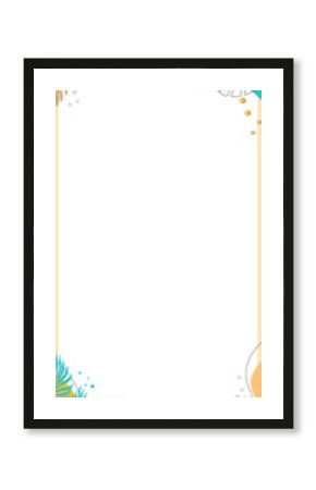 Decorative frame is showing peach border, flat leaf motifs, dots and curves, transparent background