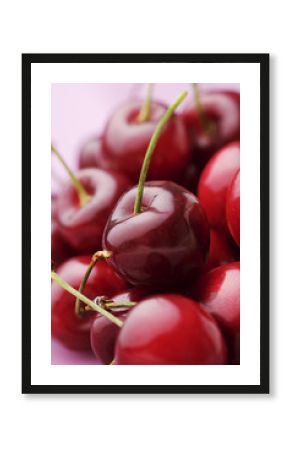 bunch of fresh,juicy, ripe cherries, shallow dof
