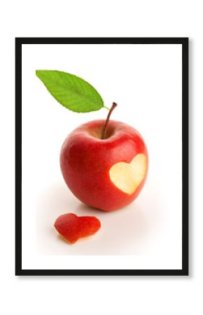 Red apple with cut heart