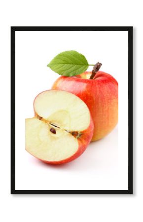 Ripe apples with leaf