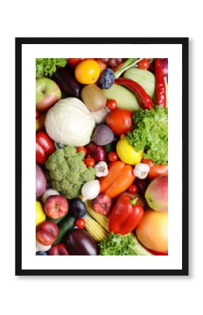Fresh organic fruits and  vegetables close-up