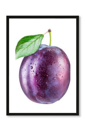 Plum with water drops. File contains clipping path.