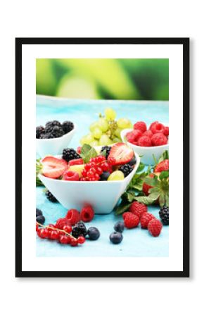 salad with fresh fruits and berries. healthy spring fruit salad
