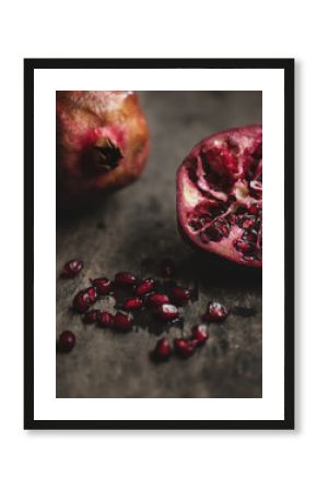 Peeled fresh pomegranate close up