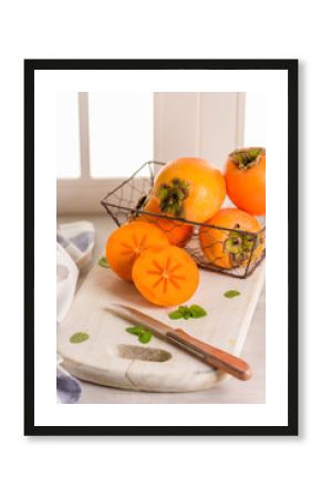 Delicious fresh persimmon fruit