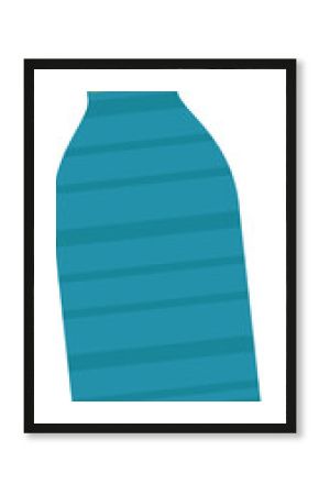 Flat baby bottle showing teal stripes, green ring, orange cap on transparent background, copy space