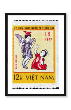 Postage stamp Vietnam 1978 two girls playing