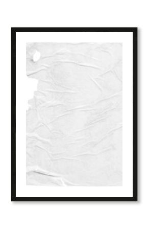 Blank white crumpled and creased paper poster element isolated