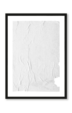 Blank white crumpled and creased paper poster element isolated