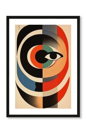 art red design circle eye retro illustration poster abstract vintage. Generative AI. Generative AI