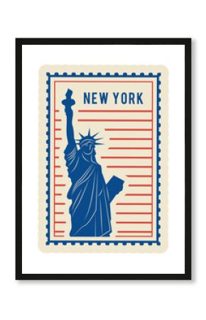 New York postmark. Retro rectangular mail label
