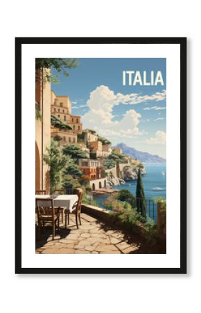 An artistic illustration capturing the charm of a rural Italian landscape during a summer day..