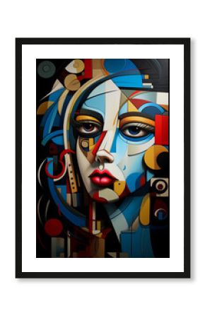  Girl portrait in style of cubism art, perfect, Attractive look
