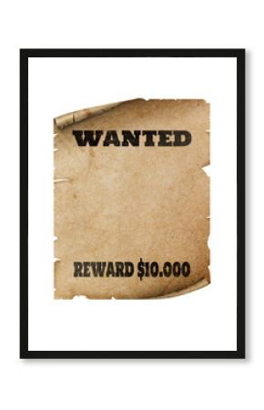 Poster Wanted isolated on white. Space for design