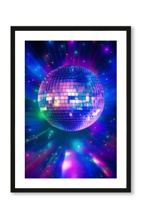 Digital luminous color disco ball abstract graphic poster background