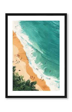Illustration of Sydney Beaches from Sydney, Australia Travel Poster in Colorful Flat Digital Art Style