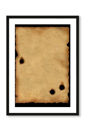 Sheet of an old paper injured by bullets