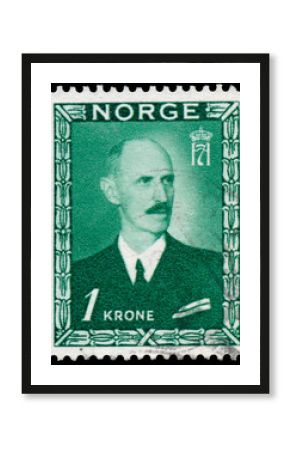 Stamp printed in Norway shows portrait of King Haakon VII