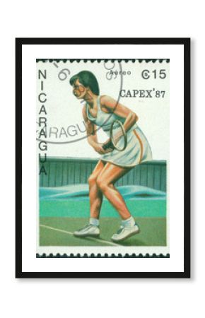 stamp printed in Nicaragua shows a tennis player
