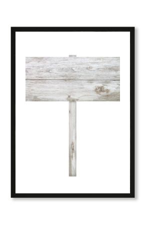 Wooden sign isolated on white background.