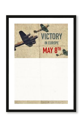 Poster background for UK Victory Day in Europe with historical British aircrafts