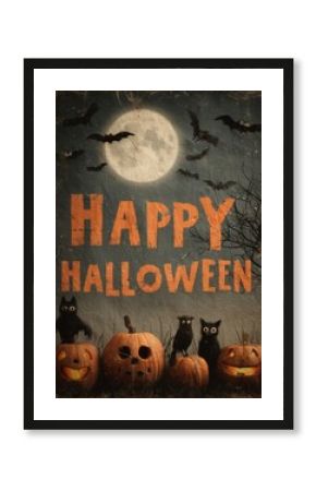 Vintage-style Halloween poster mockup printed on aged textured paper