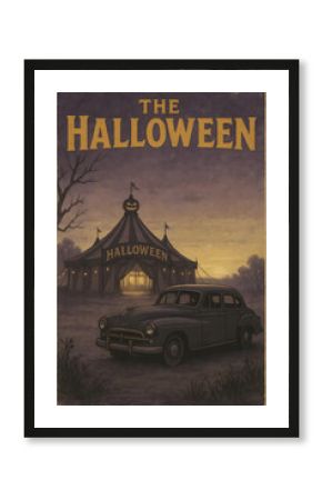 vintage retro car poster halloween