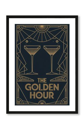 Elegant Art Deco Illustration of Cocktails for a Luxury Event