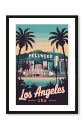 Vintage Travel Poster of Los Angeles California USA