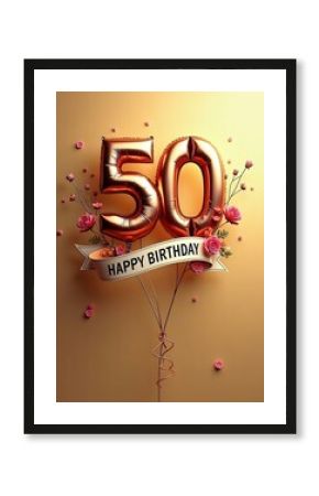 Birthday party, number 50 balloon, happy birthday, birthday card, celebratory card