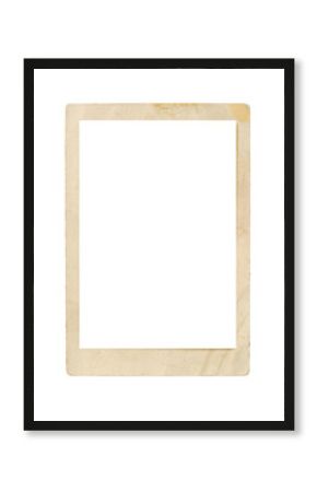 Vintage photo paper frame isolated on transparent background. Scanned material for retro photo frames and templates, png image