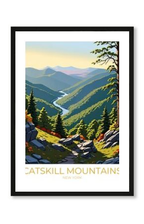 Catskill Mountains New York Vintage Travel Poster Eco Friendly Wall Art Decor Gift