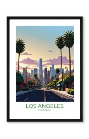 Los Angeles Retro Travel Poster Eco Friendly Canvas Art Print Decor Gift