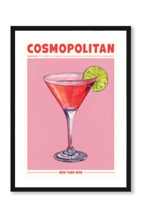 Cosmopolitan Cocktail Poster New York 1970