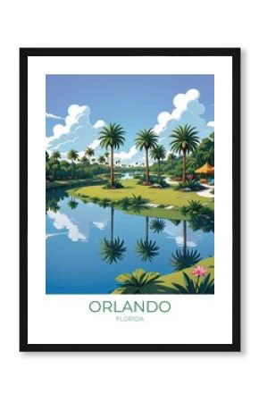 Orlando Florida Travel Poster Retro Art Print Eco Friendly Decor Gift