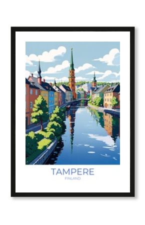 Tampere Finland Eco Friendly Travel Poster Retro Wall Art Print
