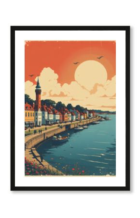 UK: Modern Poster Illustration Travel Print Decor Gift Paper Canvas Wall Retro Art