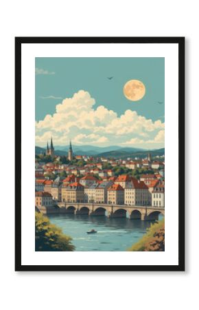 Netherlands: Modern Poster Illustration Travel Print Decor Gift Paper Canvas Wall Retro Art