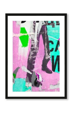 Old colorful ripped torn grunge posters and backgrounds creased crumpled paper backdrop surface placard empty space for text