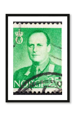 NORWAY - CIRCA 1959: A stamp printed in Norway shows King Haakon VII, circa 1959